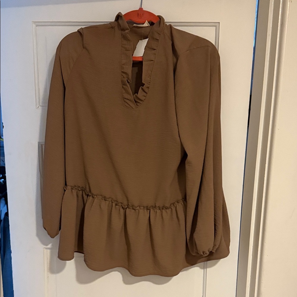1.4.3. Story by Line Up Brown Ruffled Blouse